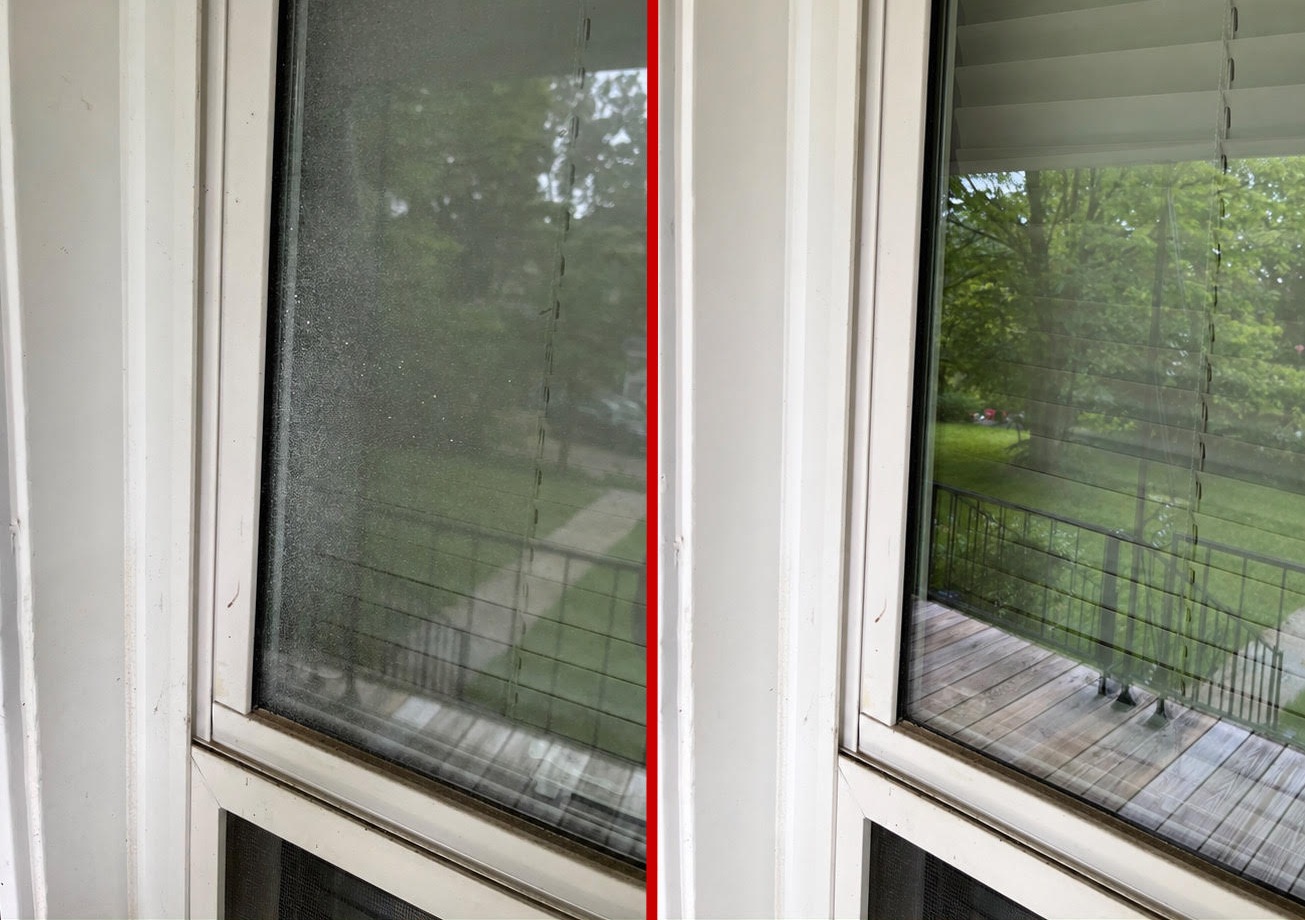Exterior window cleaning before and after in Chattanooga, TN