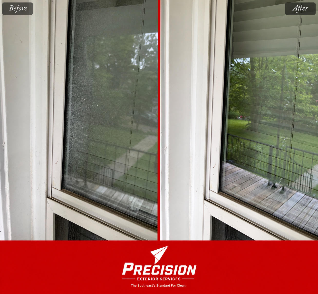 Before and after window cleaning in Chattanooga TN — streak-free results